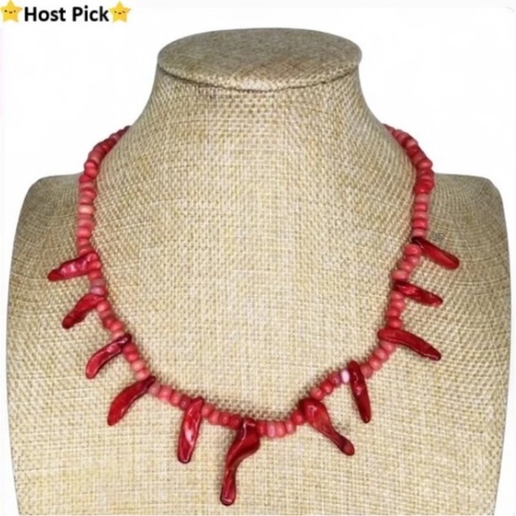 Source Unknown Jewelry - Rare Vintage Red Branch Coral Choker Necklace, Handcrafted 16" Collector’s Piece